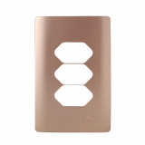 Placa 4x2 3 Tomadas 4X2 - Novara Ouro Rose